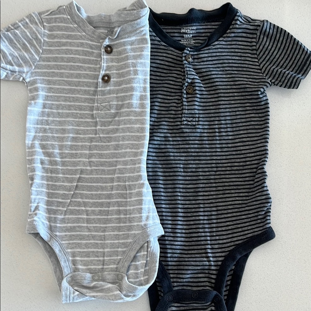 Carter's Gray and Black Striped Bodysuits Soft, Stylish, Clean!